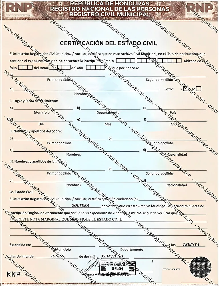 Certificado de Solteria