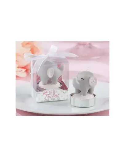 VELA BAUTIZO ELEFANTE ROSA EN CAJA REGALO